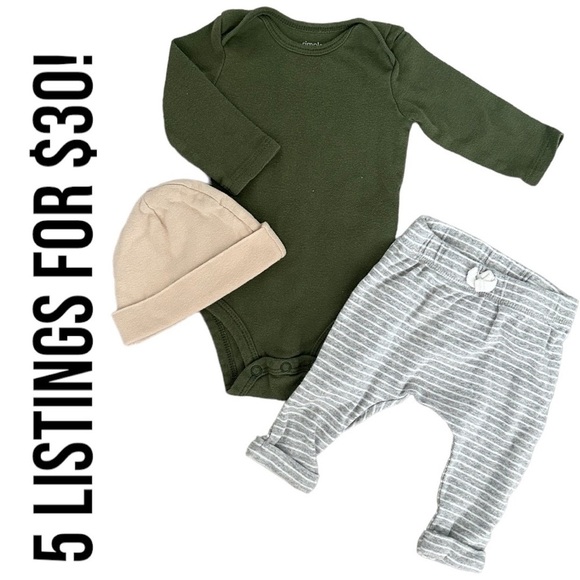 Carter’s 0-3 Month Baby Boy 3 piece matching outfit set
Pants bodysuit & hat - Picture 5 of 12